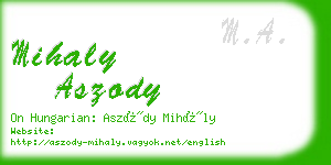 mihaly aszody business card